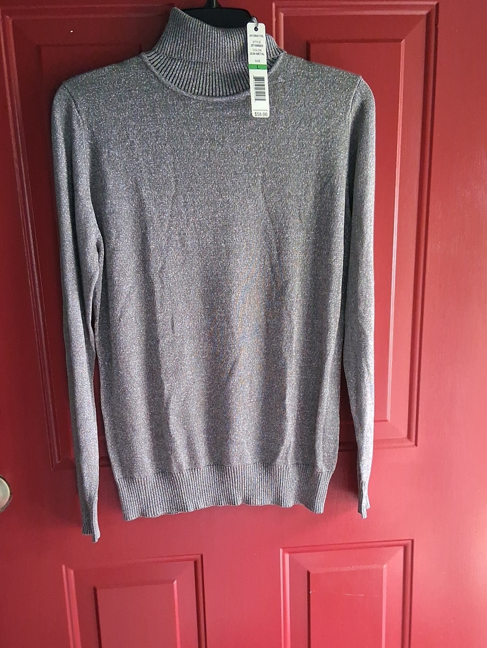 Joseph A Metallic Gray Turtleneck Sweater